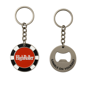 Poker Chip + Bottle Opener Key Chain