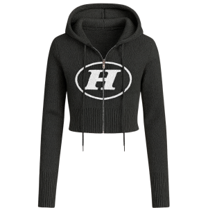 Oval Stamp Zipper Hoodie