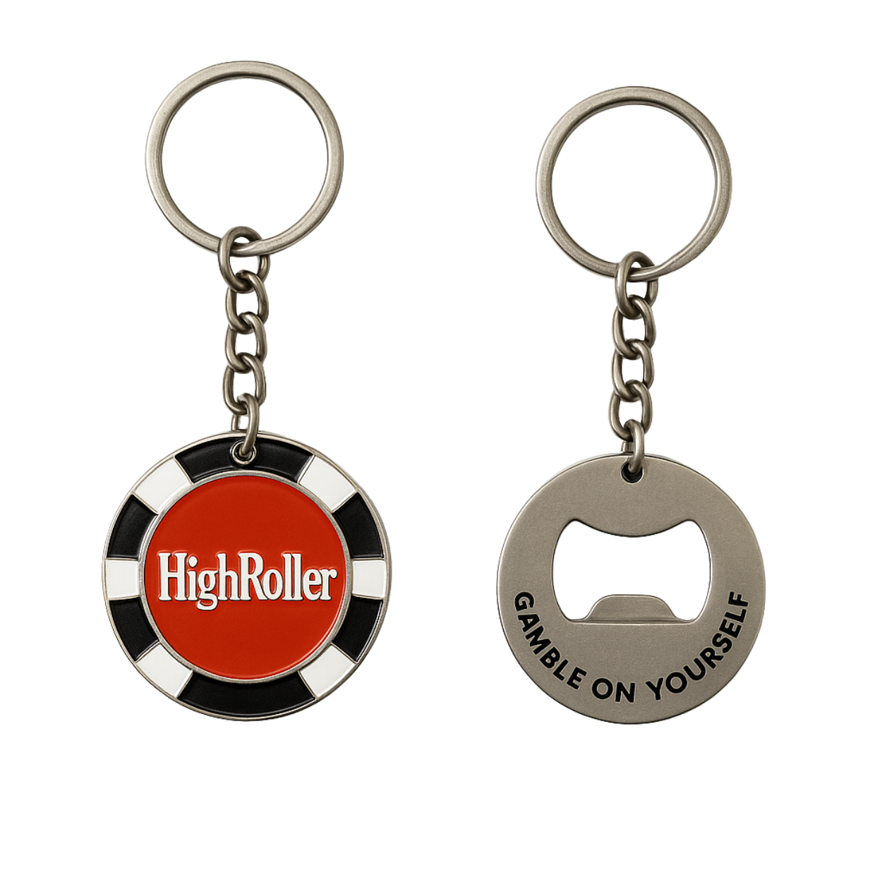 Poker Chip + Bottle Opener Key Chain